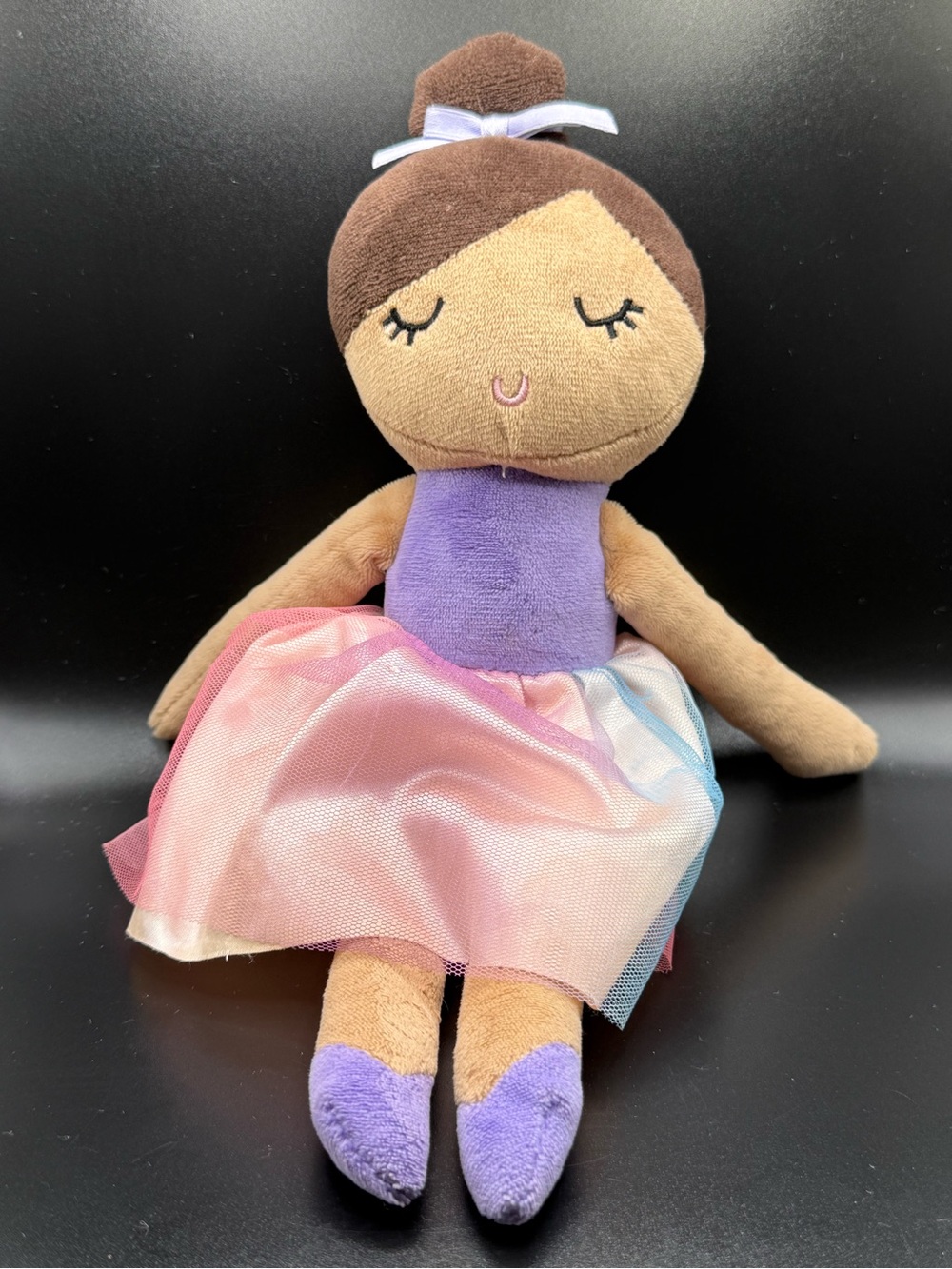 Plush Ballerina Doll - Purple Dress, Pink & Blue Tulle Skirt. Mia & Sofia tag